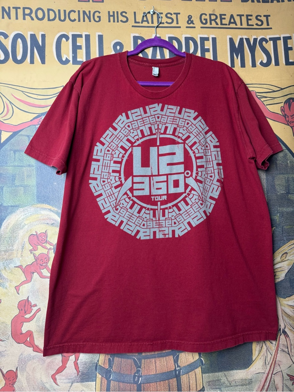 U2 360° Tour 2011 Maroon Graphic T-Shirt